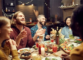 Friends having dinner together